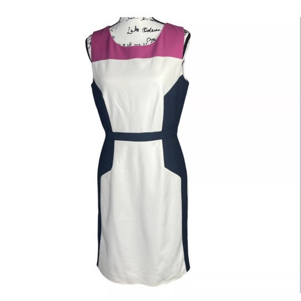Pink, Black and White Colorblock Dress